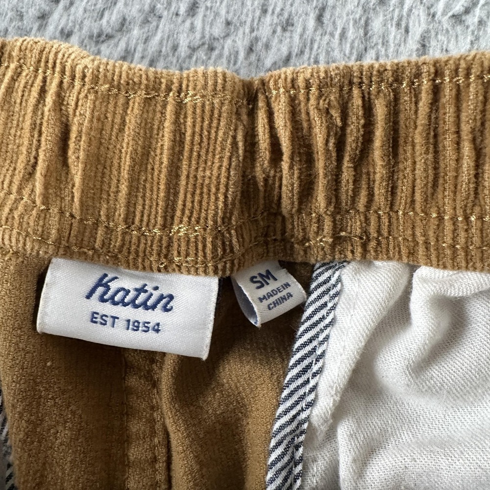 Katin Corduroy Shorts Mens S Brown Elastic Drawstring Pockets Casual Beach - Picture 3 of 10